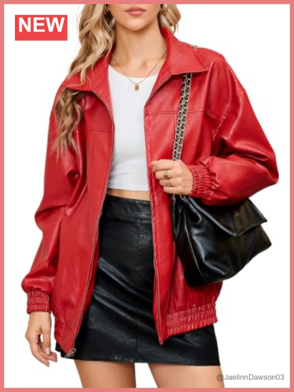 Faux Leather Zip Ribbed Oversized Winter Warm Coat